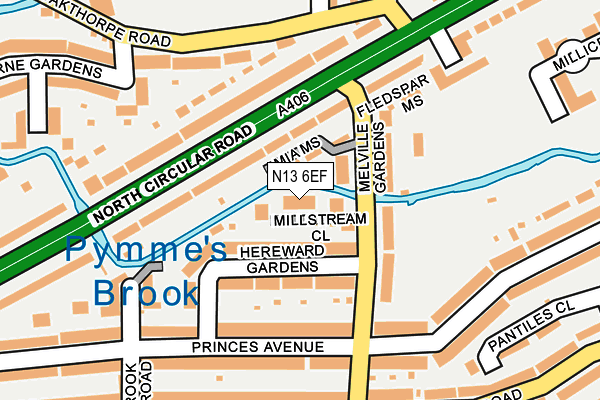 N13 6EF map - OS OpenMap – Local (Ordnance Survey)