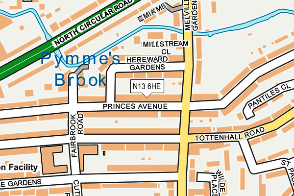 N13 6HE map - OS OpenMap – Local (Ordnance Survey)