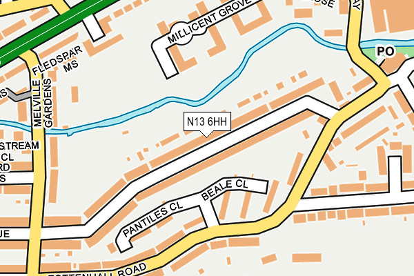 N13 6HH map - OS OpenMap – Local (Ordnance Survey)