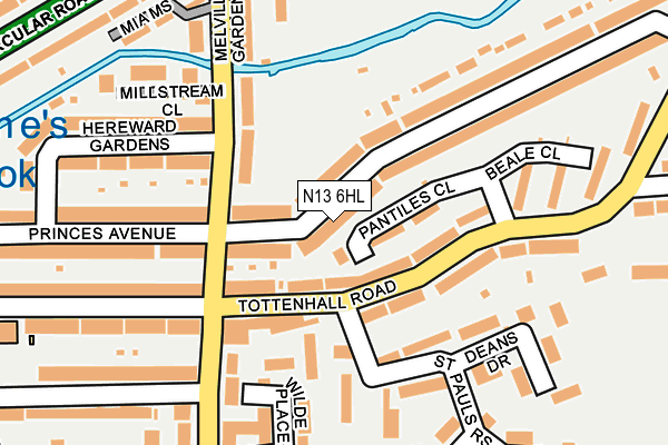 N13 6HL map - OS OpenMap – Local (Ordnance Survey)