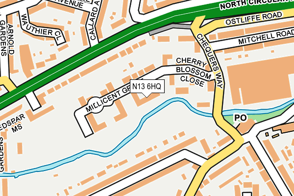 N13 6HQ map - OS OpenMap – Local (Ordnance Survey)