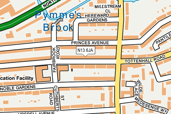 N13 6JA map - OS OpenMap – Local (Ordnance Survey)
