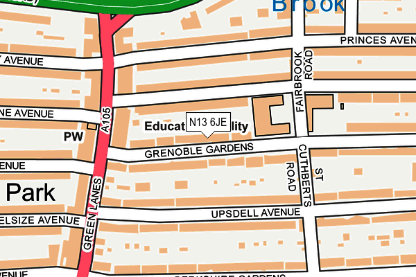 N13 6JE map - OS OpenMap – Local (Ordnance Survey)