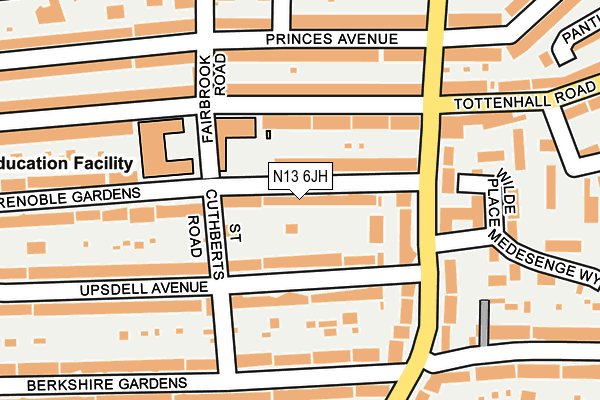 N13 6JH map - OS OpenMap – Local (Ordnance Survey)