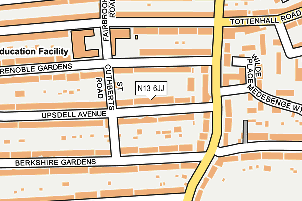 N13 6JJ map - OS OpenMap – Local (Ordnance Survey)