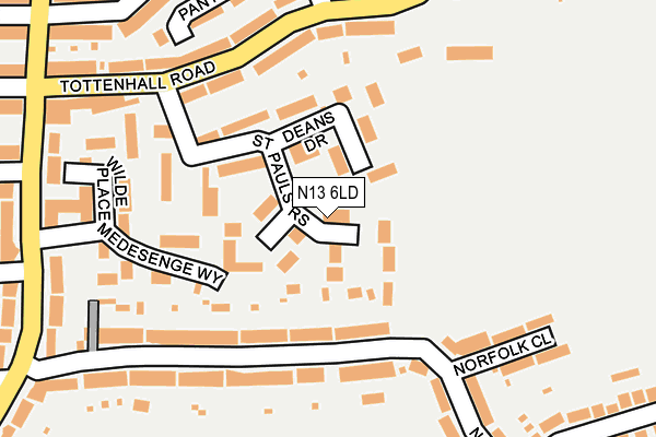 N13 6LD map - OS OpenMap – Local (Ordnance Survey)