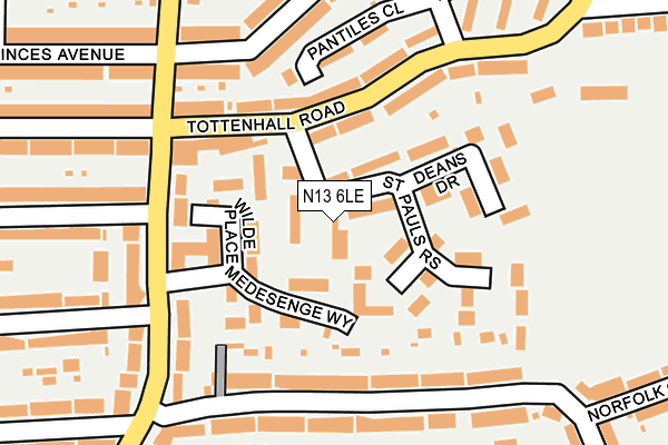 N13 6LE map - OS OpenMap – Local (Ordnance Survey)