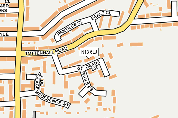 N13 6LJ map - OS OpenMap – Local (Ordnance Survey)