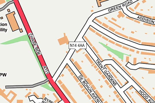 N14 4AA map - OS OpenMap – Local (Ordnance Survey)