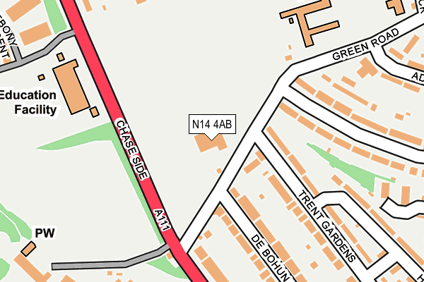 N14 4AB map - OS OpenMap – Local (Ordnance Survey)