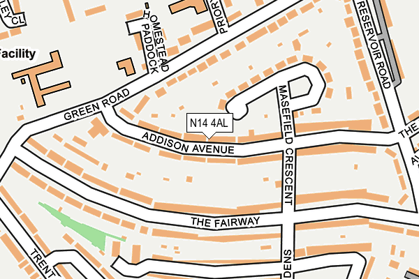 N14 4AL map - OS OpenMap – Local (Ordnance Survey)