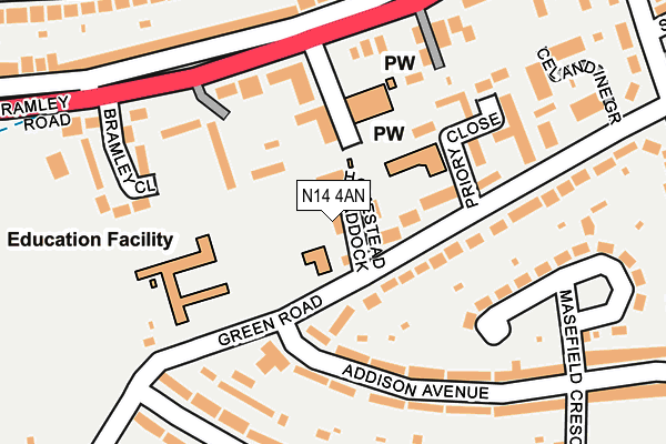 N14 4AN map - OS OpenMap – Local (Ordnance Survey)