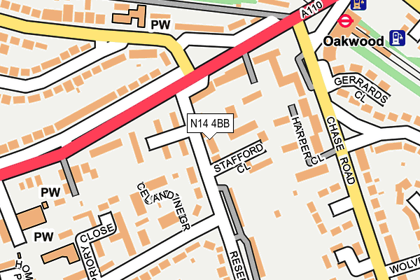 N14 4BB map - OS OpenMap – Local (Ordnance Survey)