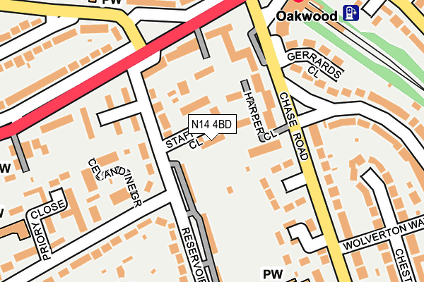 N14 4BD map - OS OpenMap – Local (Ordnance Survey)