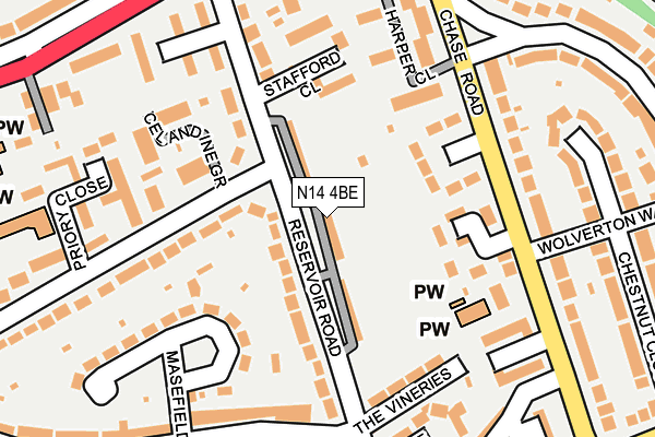 N14 4BE map - OS OpenMap – Local (Ordnance Survey)