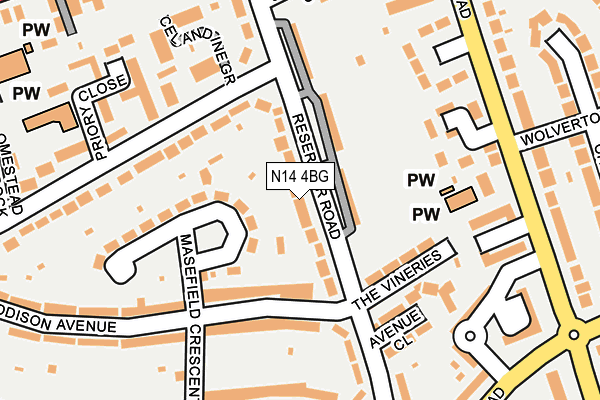 N14 4BG map - OS OpenMap – Local (Ordnance Survey)