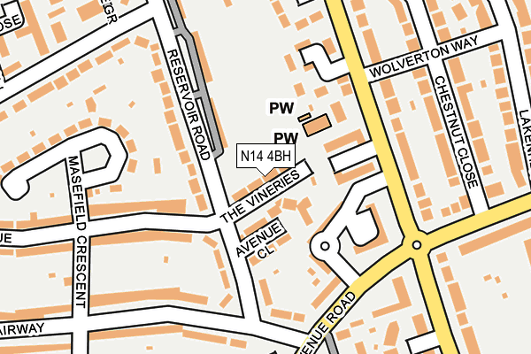 N14 4BH map - OS OpenMap – Local (Ordnance Survey)