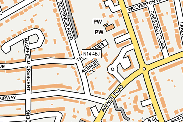 N14 4BJ map - OS OpenMap – Local (Ordnance Survey)