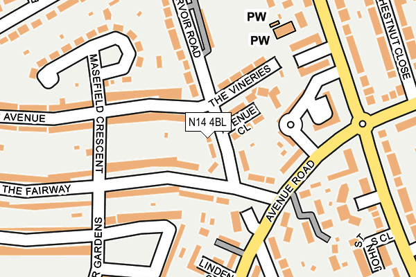 N14 4BL map - OS OpenMap – Local (Ordnance Survey)