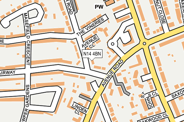 N14 4BN map - OS OpenMap – Local (Ordnance Survey)