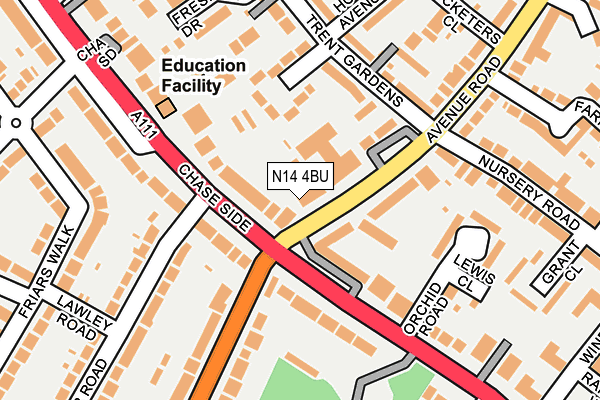 N14 4BU map - OS OpenMap – Local (Ordnance Survey)