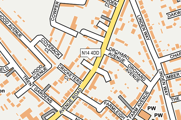 N14 4DD map - OS OpenMap – Local (Ordnance Survey)