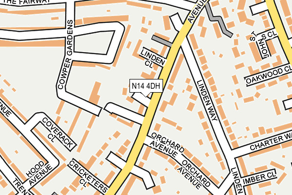 N14 4DH map - OS OpenMap – Local (Ordnance Survey)