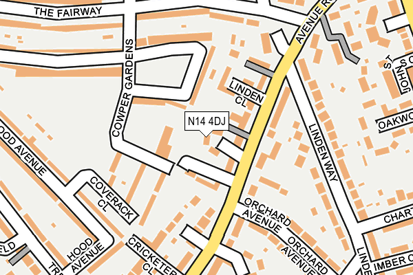 N14 4DJ map - OS OpenMap – Local (Ordnance Survey)