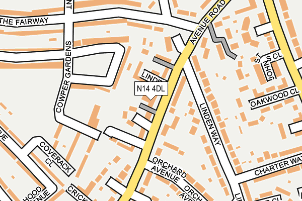 N14 4DL map - OS OpenMap – Local (Ordnance Survey)