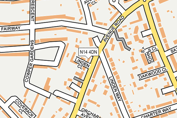 N14 4DN map - OS OpenMap – Local (Ordnance Survey)