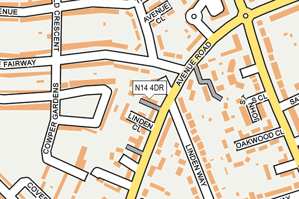 N14 4DR map - OS OpenMap – Local (Ordnance Survey)