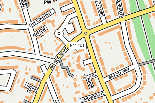 N14 4DT map - OS OpenMap – Local (Ordnance Survey)