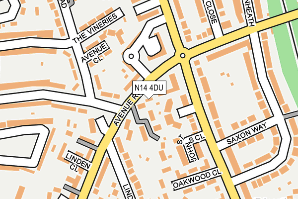 N14 4DU map - OS OpenMap – Local (Ordnance Survey)
