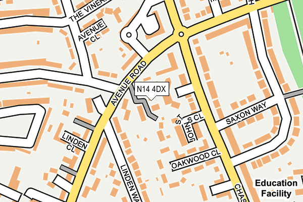 N14 4DX map - OS OpenMap – Local (Ordnance Survey)