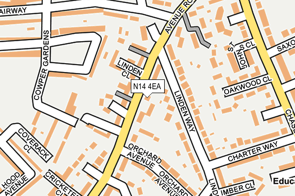N14 4EA map - OS OpenMap – Local (Ordnance Survey)