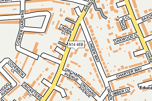 N14 4EB map - OS OpenMap – Local (Ordnance Survey)