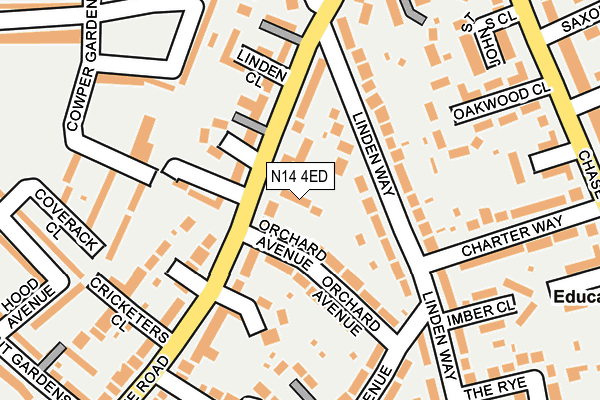 N14 4ED map - OS OpenMap – Local (Ordnance Survey)