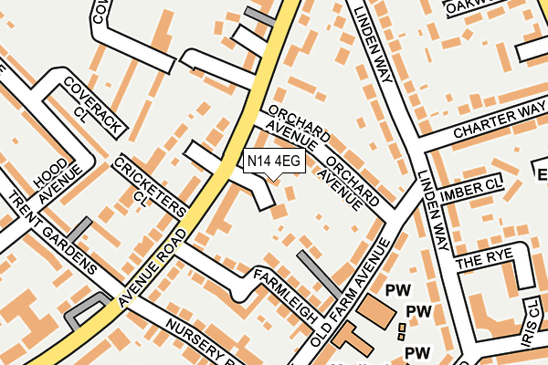 N14 4EG map - OS OpenMap – Local (Ordnance Survey)