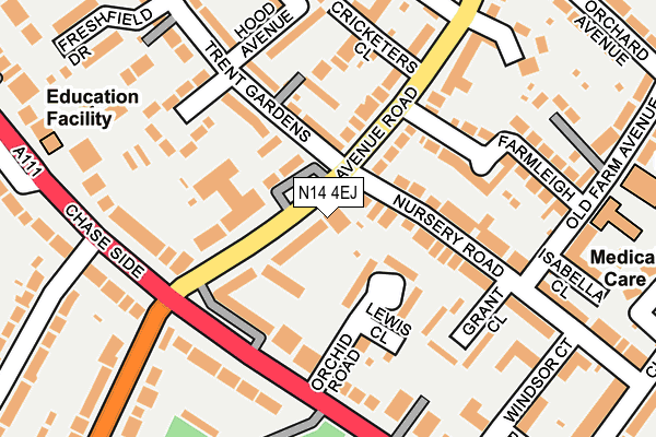 N14 4EJ map - OS OpenMap – Local (Ordnance Survey)
