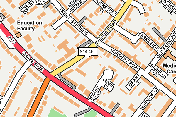 N14 4EL map - OS OpenMap – Local (Ordnance Survey)