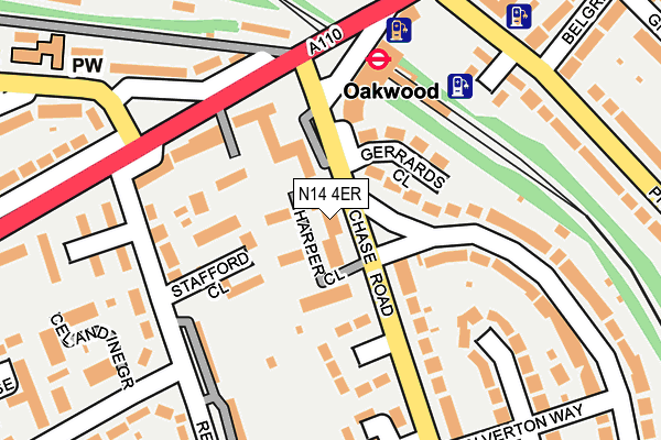 N14 4ER map - OS OpenMap – Local (Ordnance Survey)