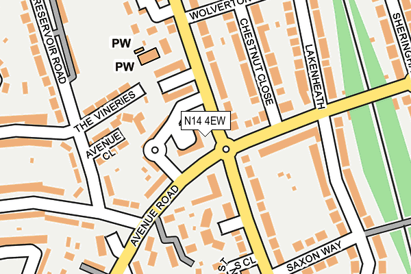 N14 4EW map - OS OpenMap – Local (Ordnance Survey)