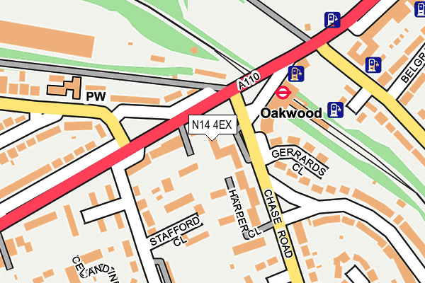 N14 4EX map - OS OpenMap – Local (Ordnance Survey)
