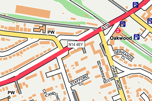 N14 4EY map - OS OpenMap – Local (Ordnance Survey)