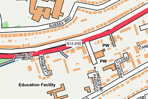 N14 4HD map - OS OpenMap – Local (Ordnance Survey)