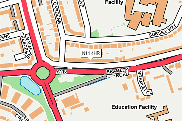 N14 4HR map - OS OpenMap – Local (Ordnance Survey)