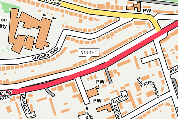 N14 4HT map - OS OpenMap – Local (Ordnance Survey)