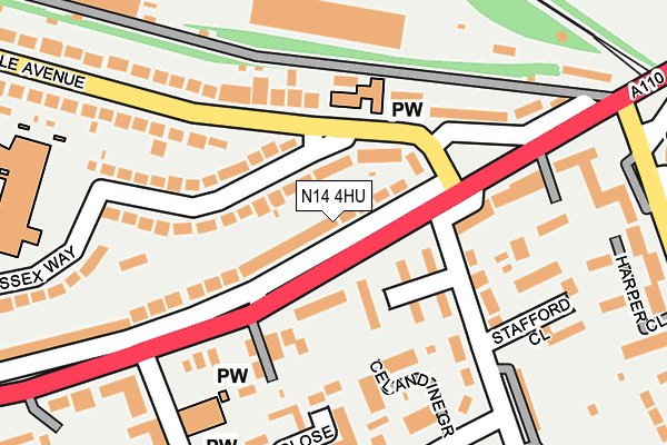 N14 4HU map - OS OpenMap – Local (Ordnance Survey)