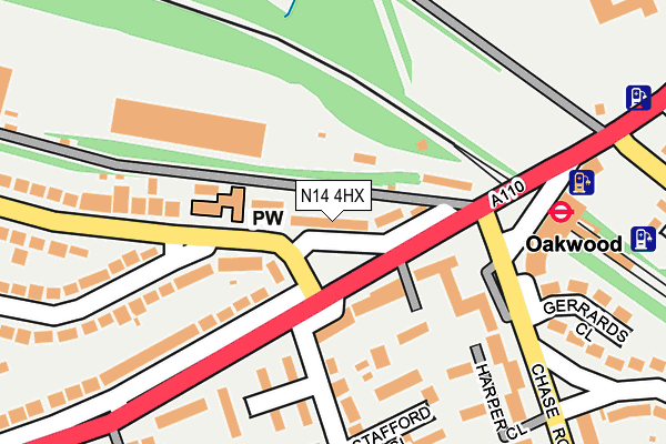 N14 4HX map - OS OpenMap – Local (Ordnance Survey)