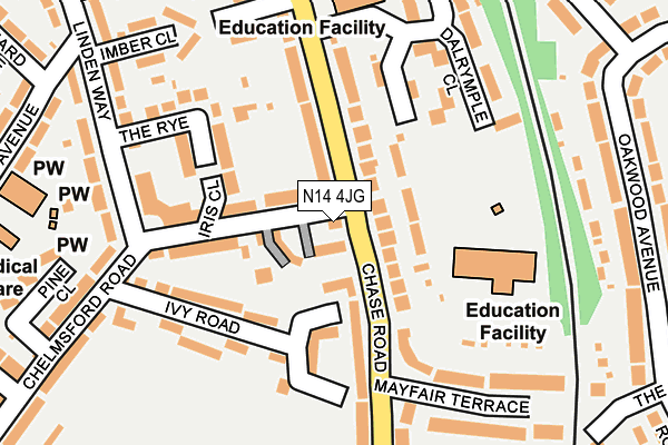 N14 4JG map - OS OpenMap – Local (Ordnance Survey)
